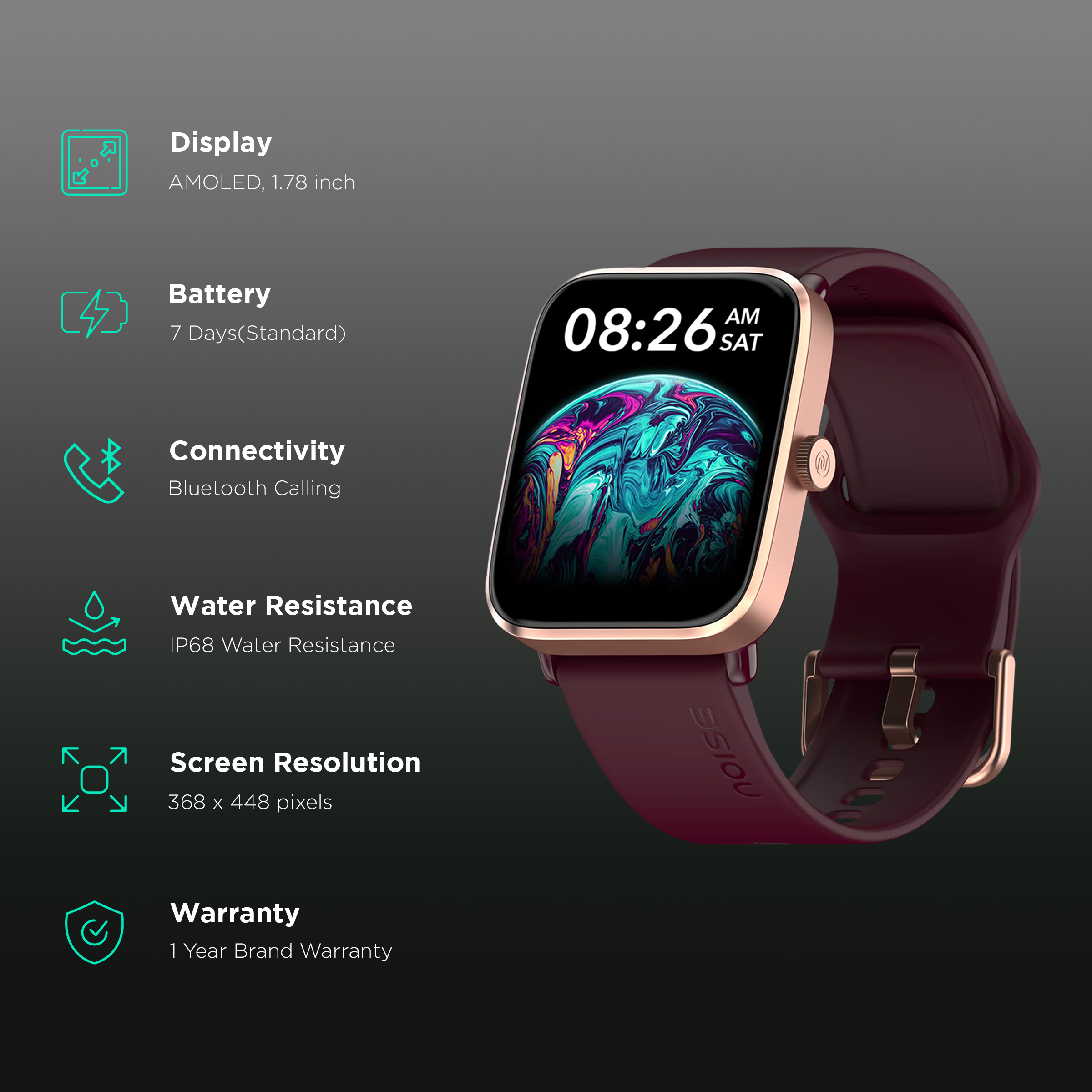 Noise ColorFit Pro 4 Alpha 1.78" AMOLED Display, Bluetooth Calling Smart Watch